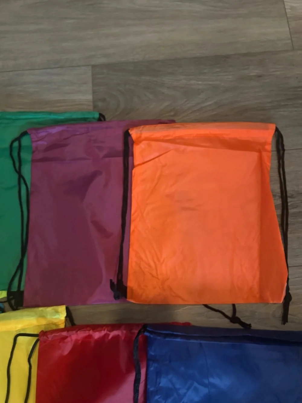 NWOT Sm. Drawstring Sport & Swim Bags lot of‎ 8 Packable Colored Gym Sacks shown